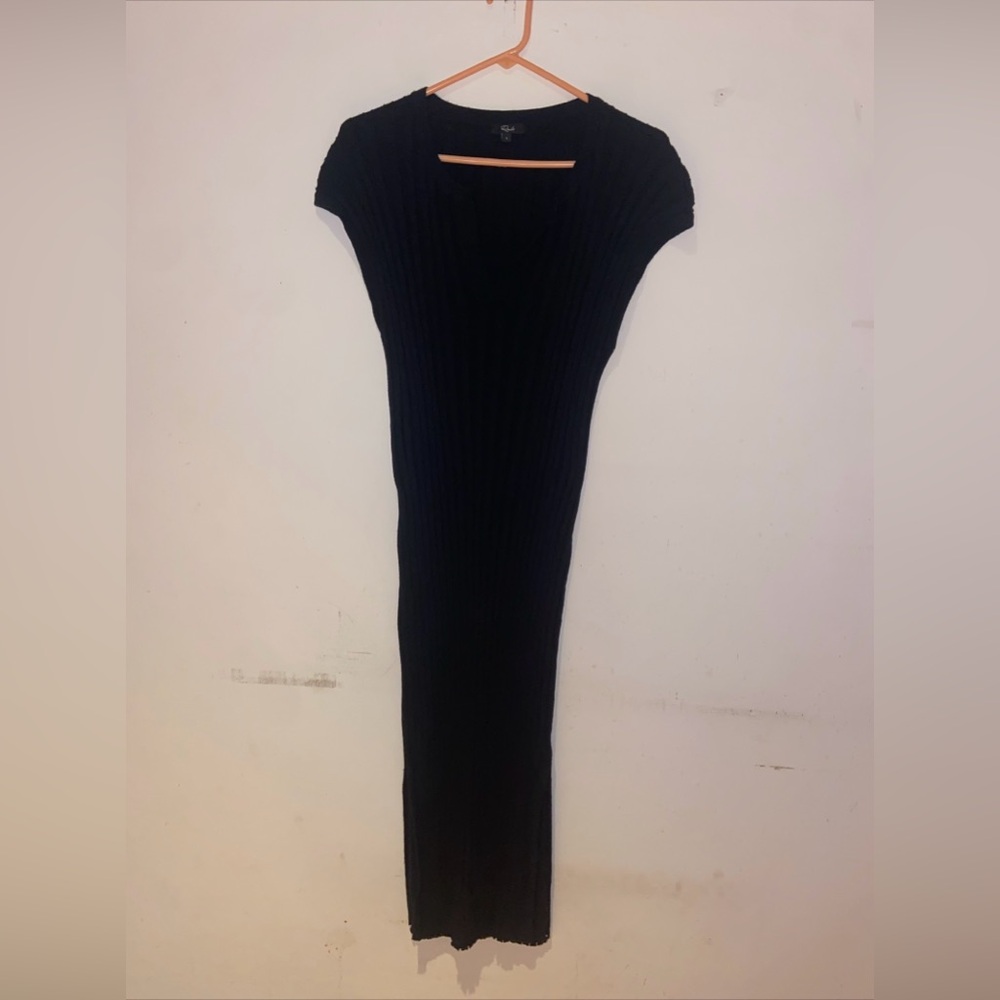 Rails Black V-Neck  Long Ribbed Dress Size Large NWOT